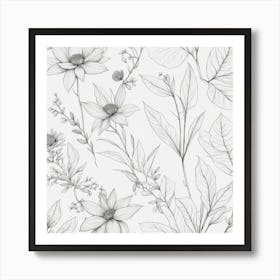 Black And White Flowers Art Print