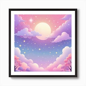 Sky With Twinkling Stars In Pastel Colors Square Composition 108 Art Print