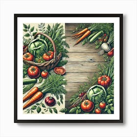 Farm To Table Freshness Printed Art An Inviting Illustration Celebrating Fresh, Locally Sourced Ingredients, Perfect For Bringing A Natural And Wholesome Touch To Any Restaurant Space Printed Art Art Print