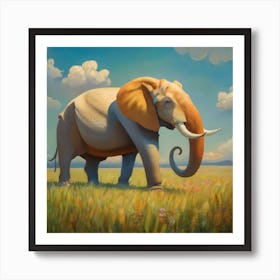 Animals Wall Art : Elephant In The Grass Art Print