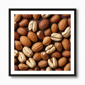 Almonds On A Black Background 13 Art Print