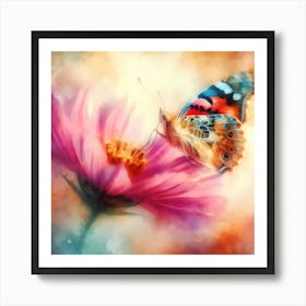 Butterfly On A Flower 3 Art Print