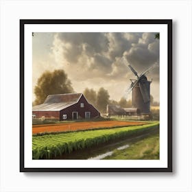 Windmill In The Countryside Art Print