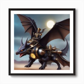 Steampunk Bat Dragon Art Print