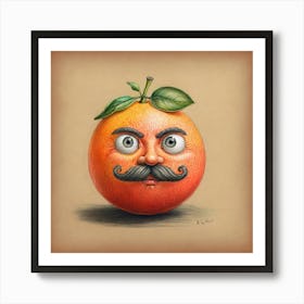 Orange With Mustache 18 Art Print