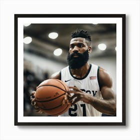 Bearded Basketball Player Art Print