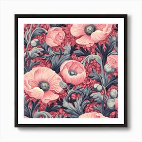 Vintage Floral Poppies Art Print