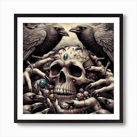 Crows And Skulls Art Print