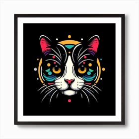 Cat Head Vector Illustration 1 Art Print