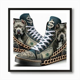Money Dog Shoes Art Print