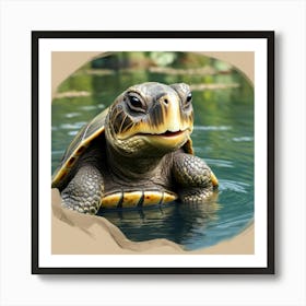 Turtle In Water 8 Art Print