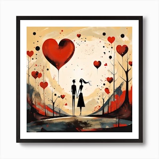 LoveHouse Love Heart Canvas Wall Art Romantic Artwork Valentines Painting  Prints for Couple and Girl Friend