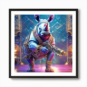 Bodyguard Rhino Steampunk Fashion 1 Art Print