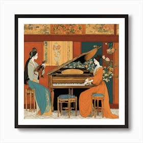 Asian Women At The Piano 1 Art Print