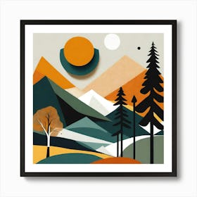 Abstract Mountains and Forest Landscape 1 Art Print