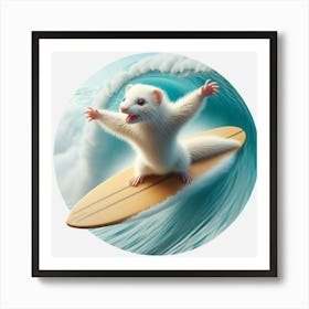 Ferret Surfing 2 Art Print