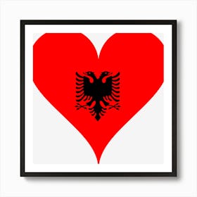 Albania Flag Coat Of Arms Country Symbol Heart Love Peace Red Black Nation Art Print