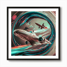 Retro Futuristic Spaceship Abstract Vintage Sci-Fi Art Print Art Print