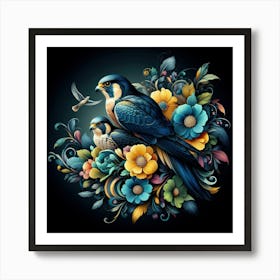 Birds And Flowers 8 Art Print