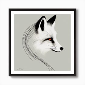 Fox Head Inimal Illustration With Some Pastel Color Contrast Art Print