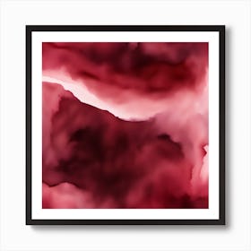 Beautiful burgundy wine abstract background. Drawn, hand-painted aquarelle. Wet watercolor pattern. Artistic background with copy space for design. Vivid web banner. Liquid, flow, fluid effect. Art Print