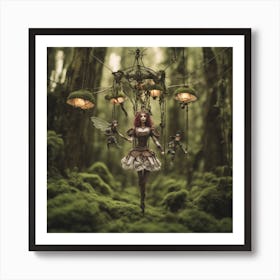 Steampunk Marionette Forrest Fairy Friends Art Print