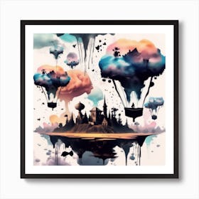 Ink Blot Art Piece That Transforms Ink Blots Into A Dreamlike Landscape Art Print