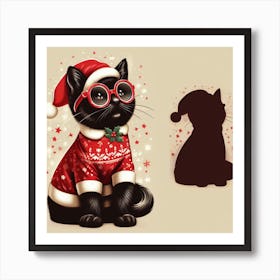 Christmas Cat Art Print