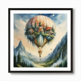 watercolor of a off white hot air balloon 2 Art Print