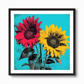 Andy Warhol Style Pop Art Flowers Sunflower 1 Square Art Print