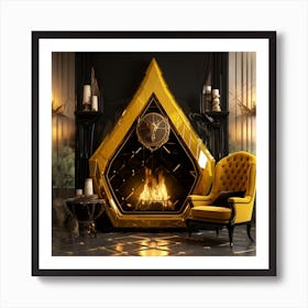 Gold Fireplace Art Print