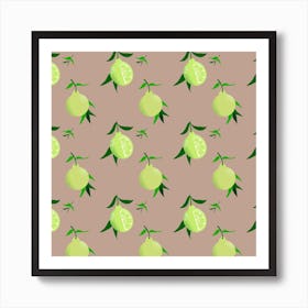 Limes On A Brown Background Art Print