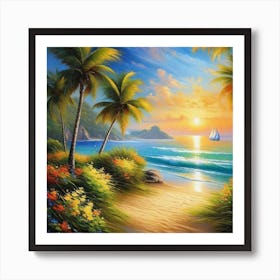 Sunset At The Beach 64 Art Print