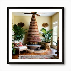 Living Room With Christmas Tree Art Print