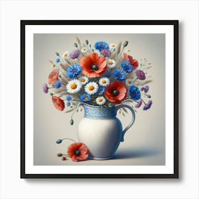 Flowers In A Vase, Acrylic Style Painting Art Print