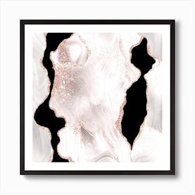 White & Rose Gold Glitter Agate Texture 01 Art Print