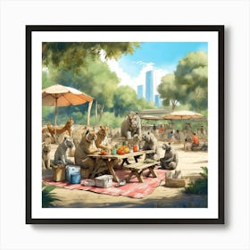 Bears At The Picnic Art Print