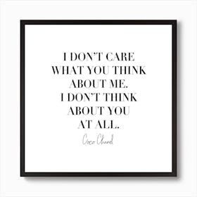 I Dont Care What You Think About Me Art Print