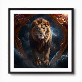 Lion King Emerges From The Heart Of The Sky Art Print