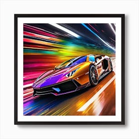 Colorful Car On The Road Art Print