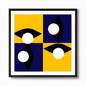 Blue and Yellow Checkered Eye Art Print