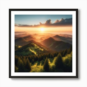 Sunrise In The Mountains Art Print