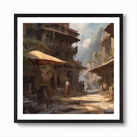 Village In The Mountains Art Print