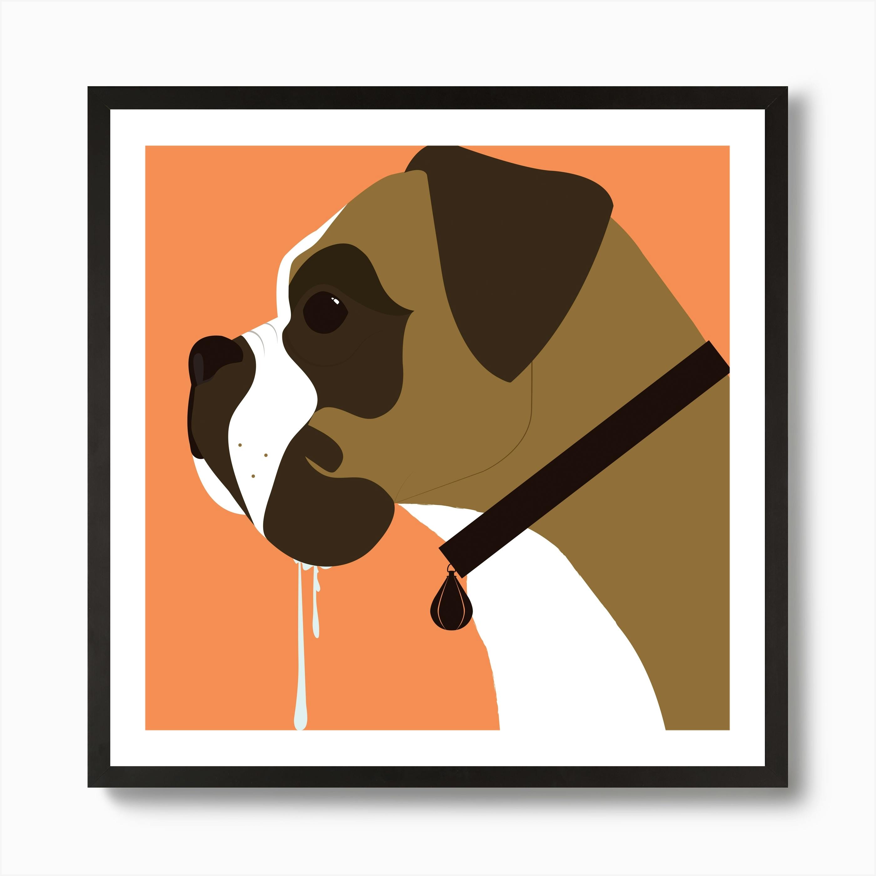 Boxer Dog Cute Puppy PosterBlack /& White Wall Art Print Card or Canvas