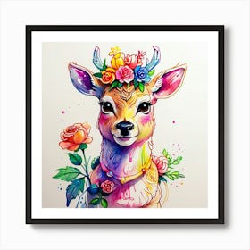 Watercolor Deer 1 Art Print