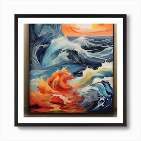 Abstract Painting With Sea Colors 1 Art Print