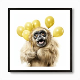 Monkey With Balloons 2 Art Print