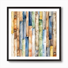 Watercolor Wood Planks Art Print