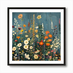 William Morris Flat Design Flowers Art Print