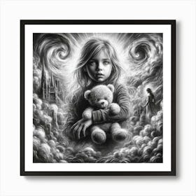 Little Girl With The Teddy Bear Art Print